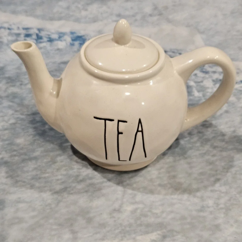 Rae Dunn Kitchen Set TEA Teapot Cream Sugar Butter Dish SOFTEN UP 5pc Artisan